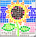 方格子向日葵创意矢量图形