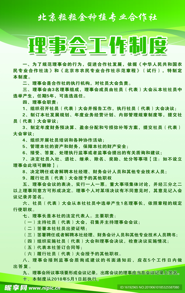 理事会管理制度展板