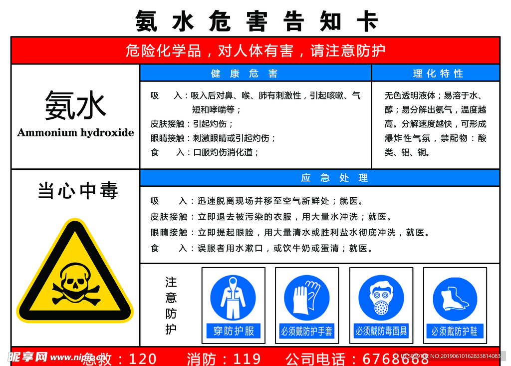 氨水危害告知卡