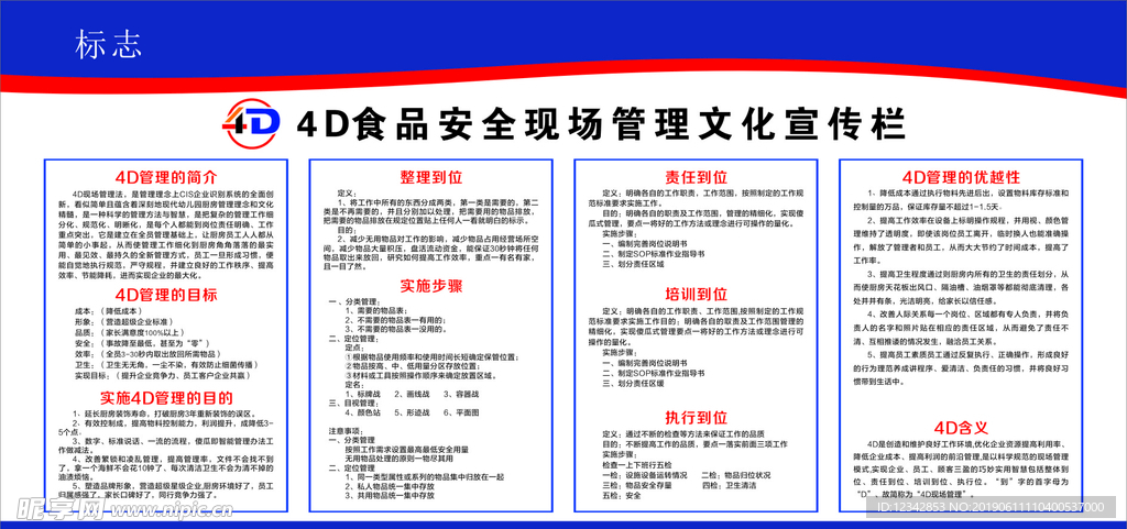 4D食品安全现场管理文化宣传栏