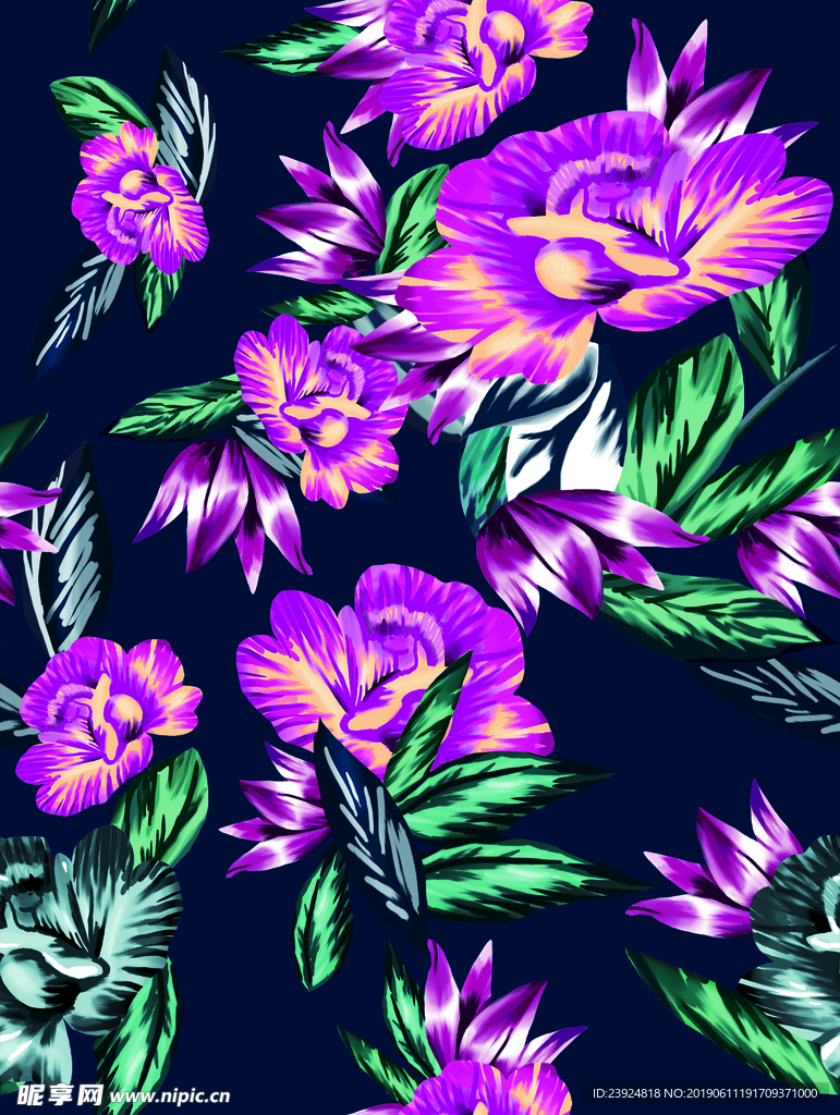 手绘紫花