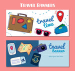 2款彩绘旅行物品banner