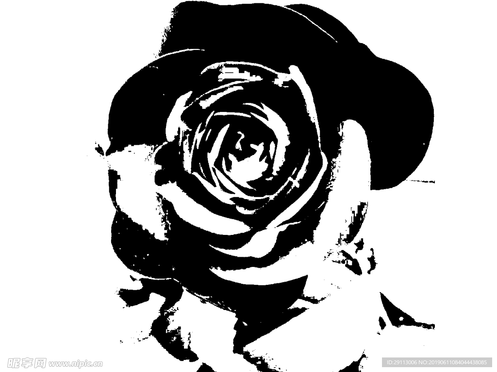玫瑰花矢量黑白