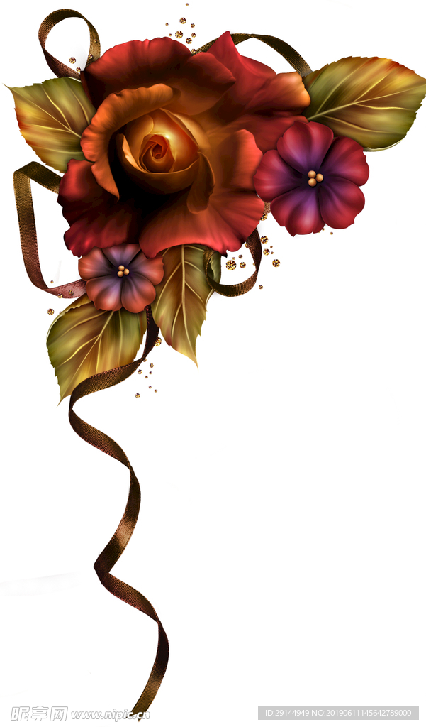 绝美手绘鲜花花束超清透明PNG