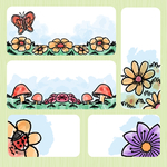 彩绘春季植物banner矢量图
