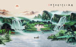瀑布聚财山水画