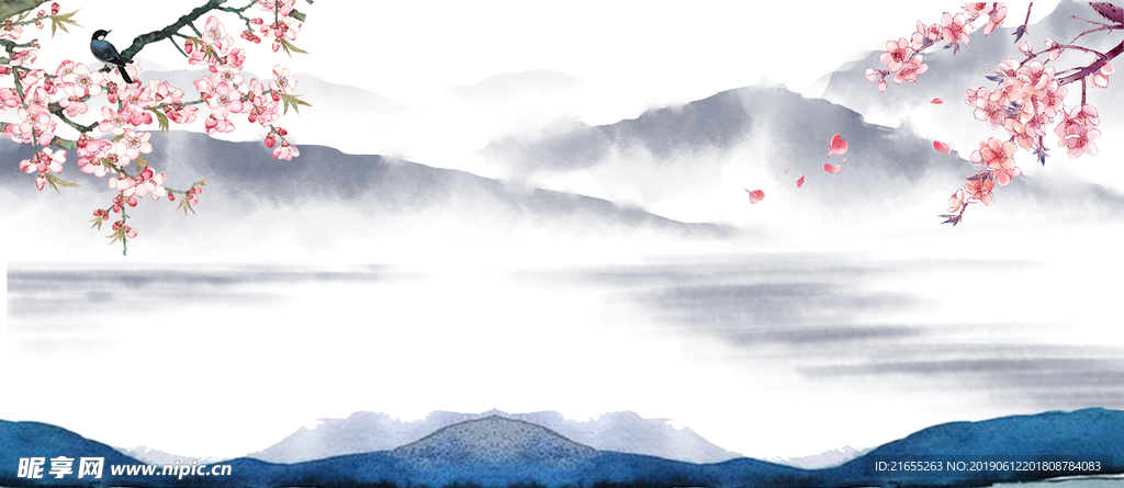 中国风山水画背景