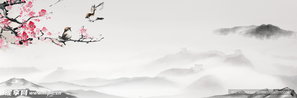 中国风山水画背景