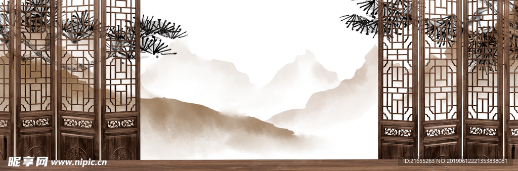 中国风山水画背景