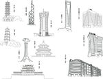 城市建筑线稿图