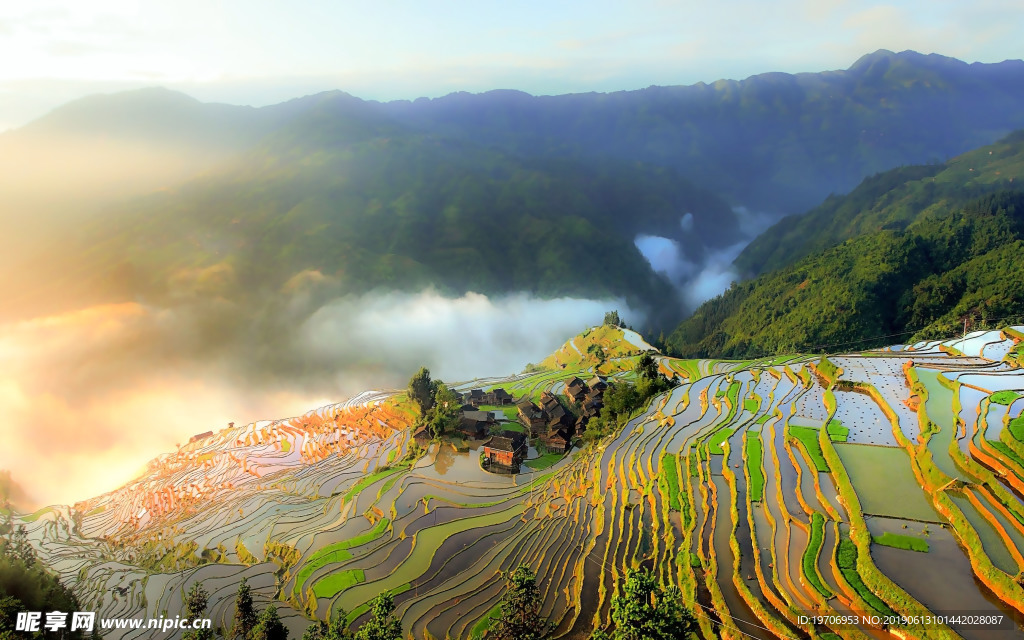 梯田背景