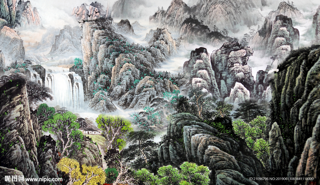 山水国画背景墙