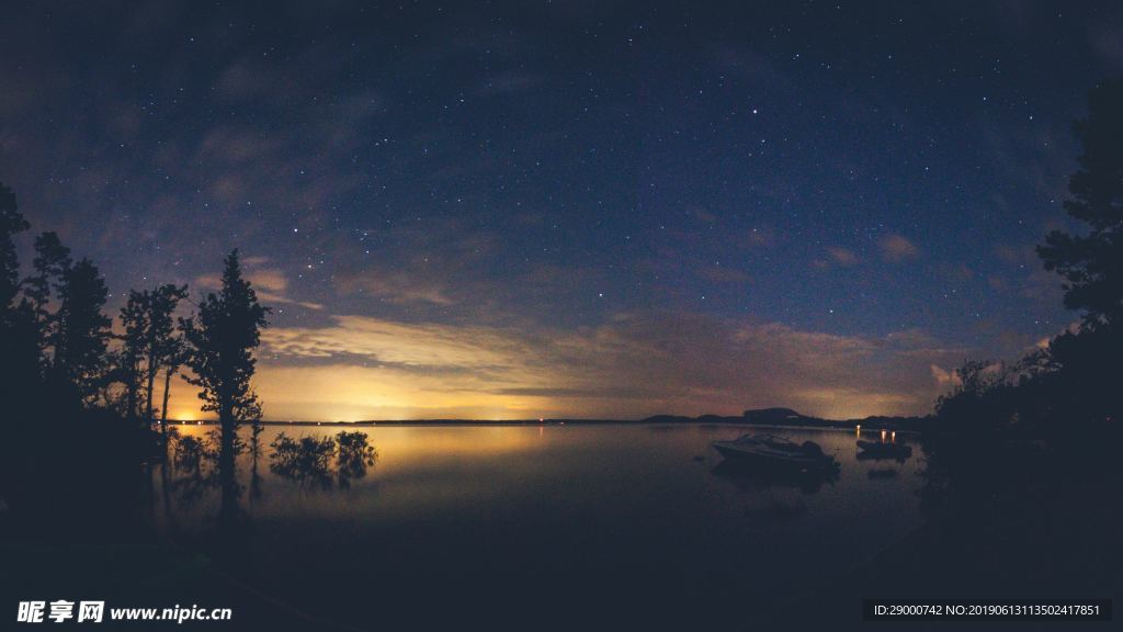 夕阳 晚霞 空星 湖泊 美景