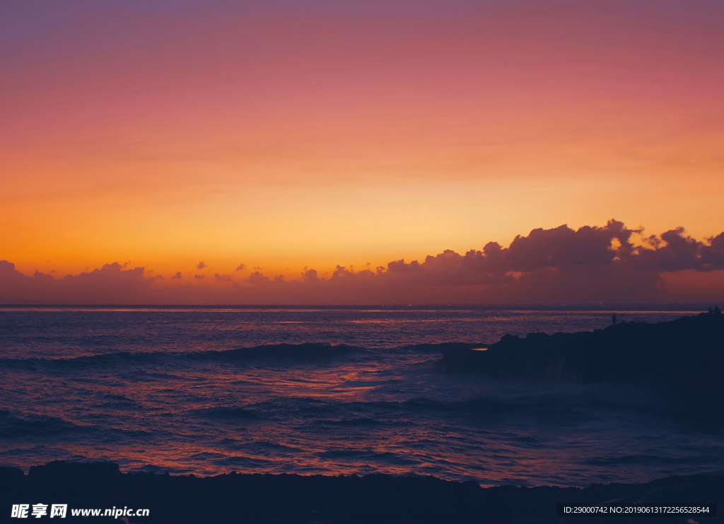 大海  黄昏 夕阳 彩霞 海滨