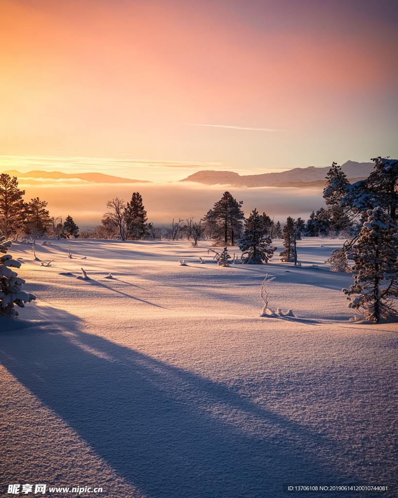 雪原日落