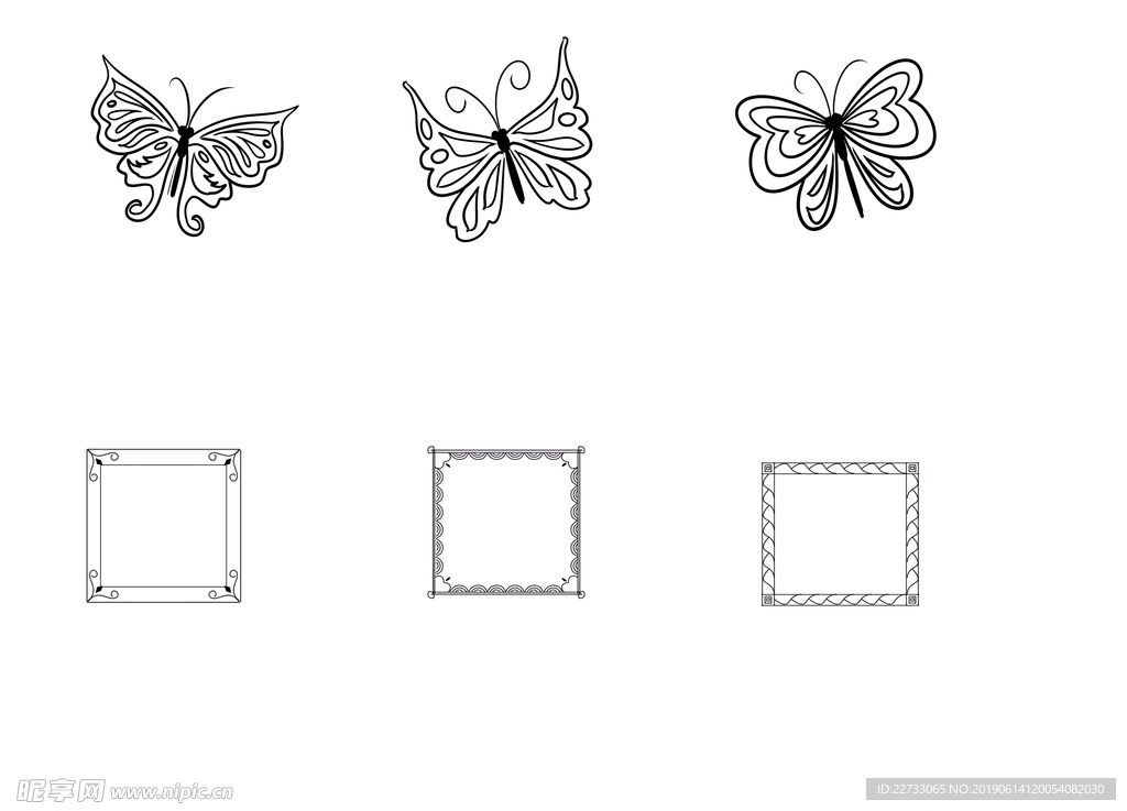 复古蝴蝶花纹边框