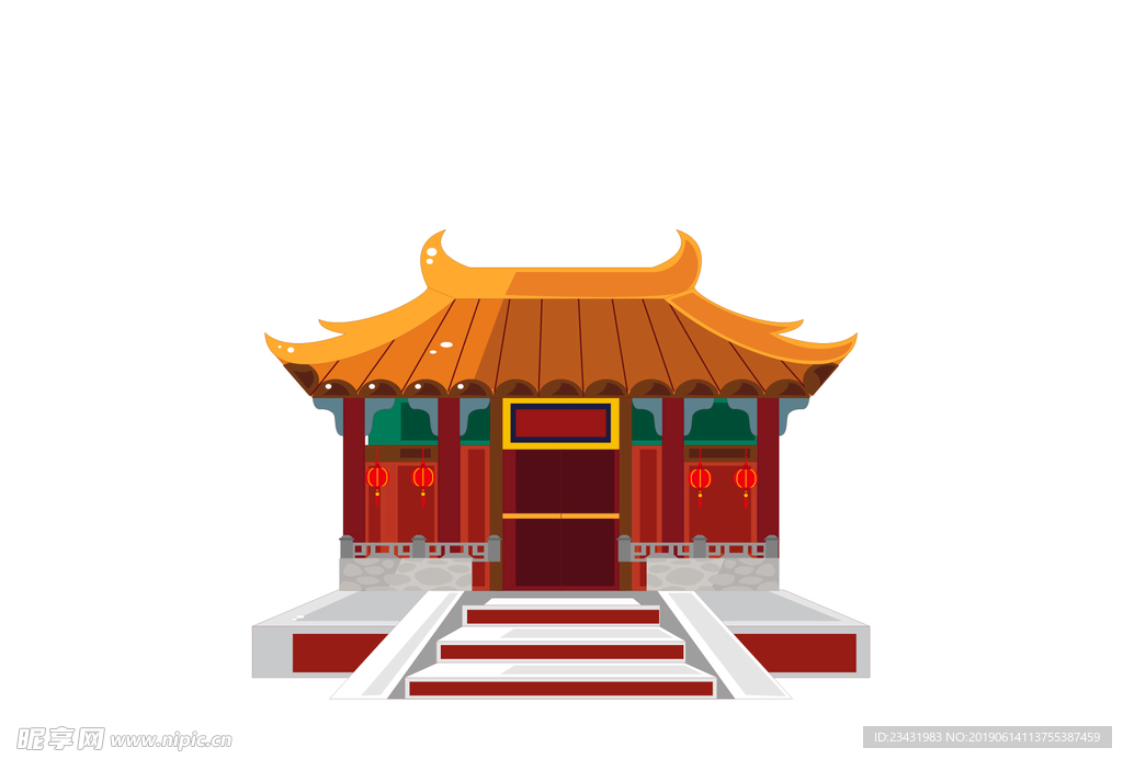 古代建筑城堡元素卡通文件