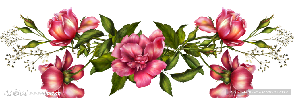 绝美手绘鲜花花束超清透明PNG