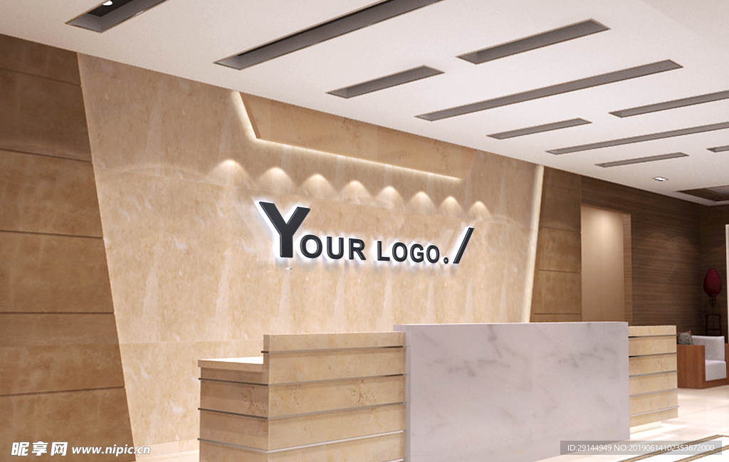 LOGO形象墙办公室场景贴图样
