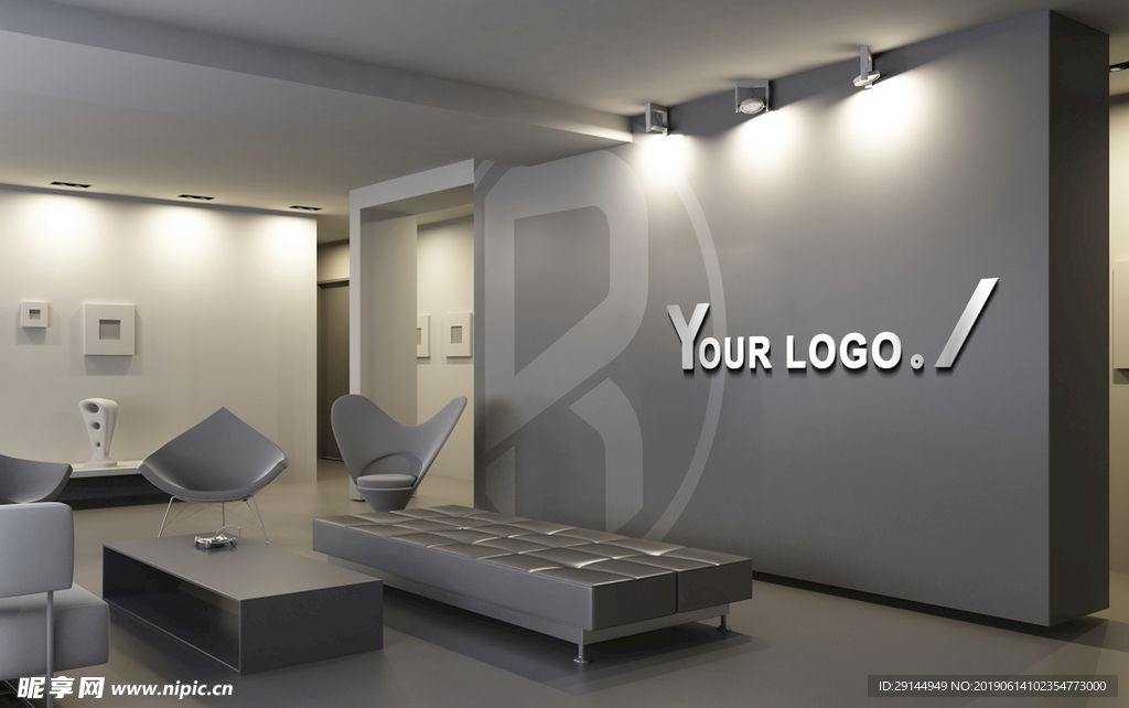 LOGO形象墙办公室场景贴图样