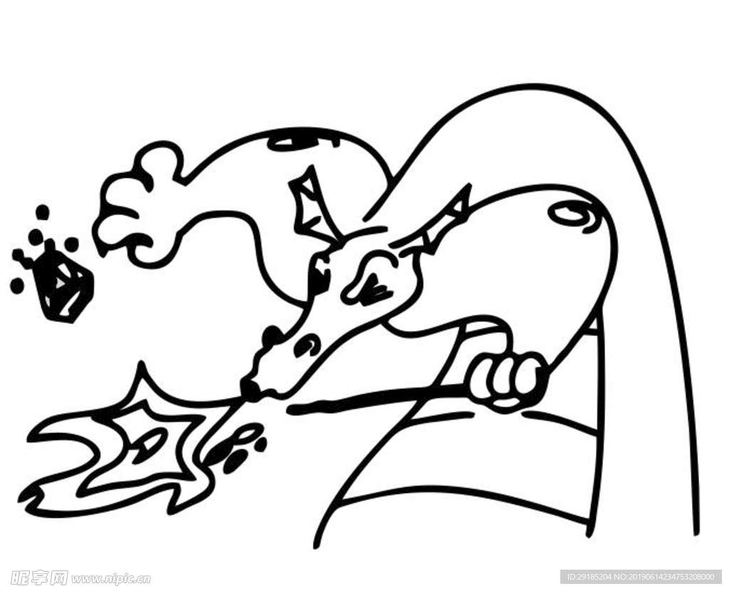 简笔画吐火龙