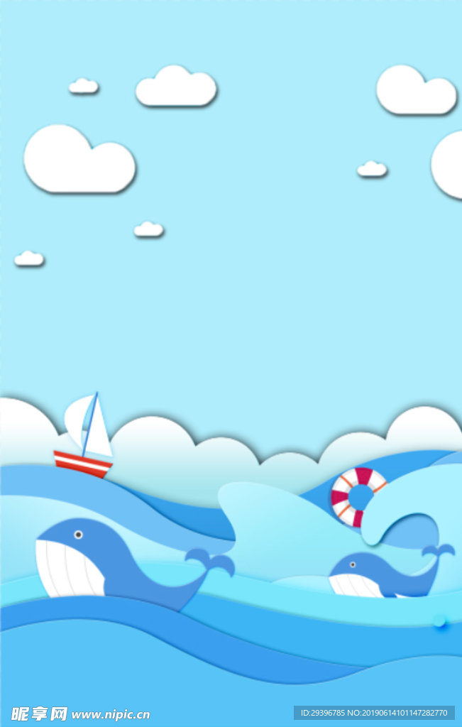 海洋 海豚 卡通  插画
