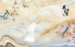 大理石花鸟电视背景墙