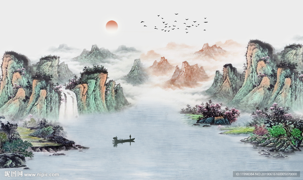 水墨山水背景墙