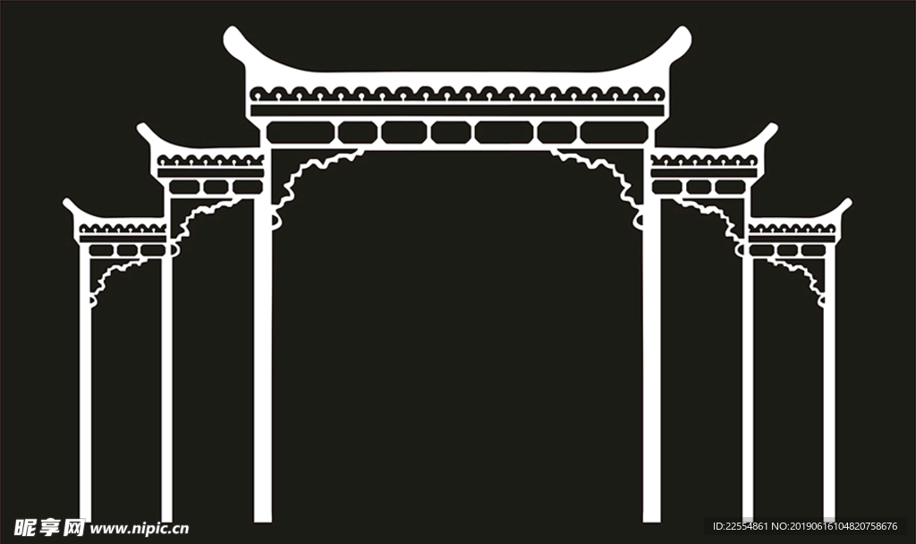 徽式建筑矢量图