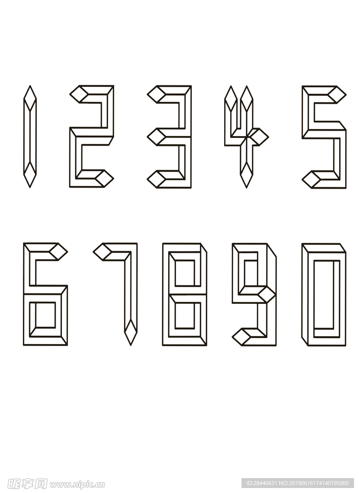 线条阿拉伯数字