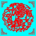 鸡与猴剪纸