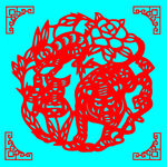 老虎与兔子剪纸