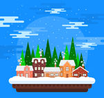 创意雪中的小城风景