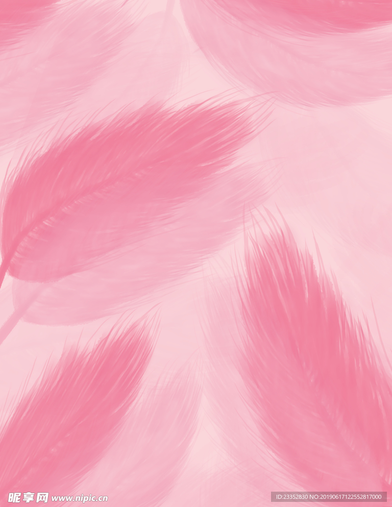 原创手绘粉色水彩羽毛背景免抠图
