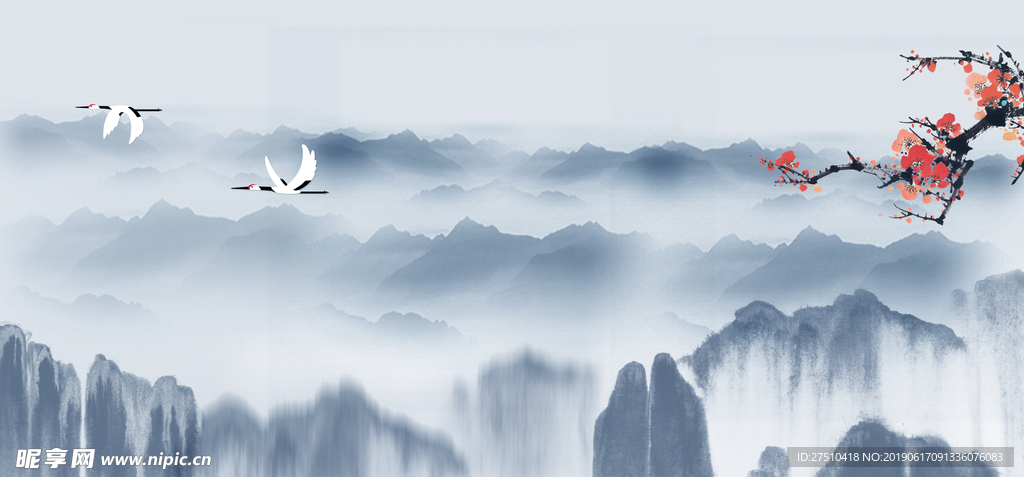 中国风背景画海报