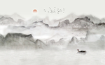 抽象山水背景墙