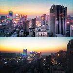 晚霞中的美丽城市