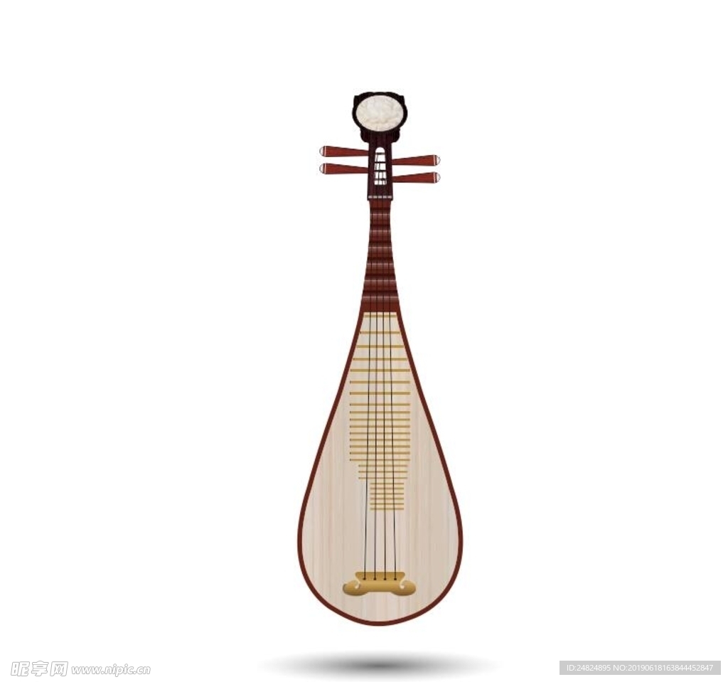 琵琶 中国民族乐器矢量图