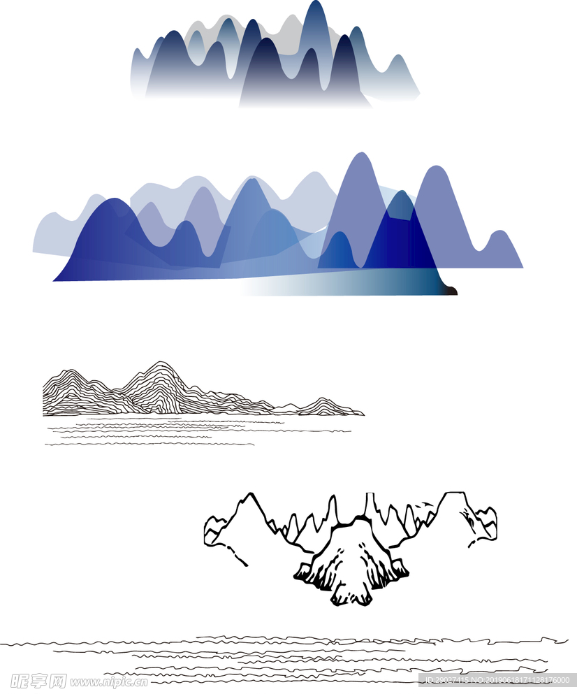 线条 山