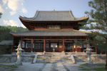 寺庙古建筑3D模型效果图