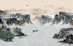 国画山水背景墙