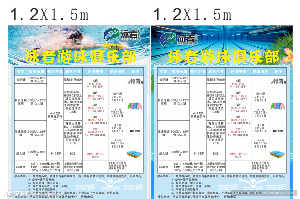 游泳俱乐部海报传单