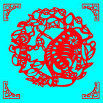 老鼠与牛剪纸