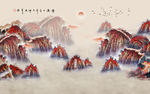 国画山水背景墙