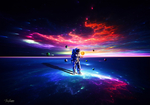微观宇宙宇航员星球彩色背景