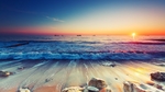 海边沙滩落日余晖
