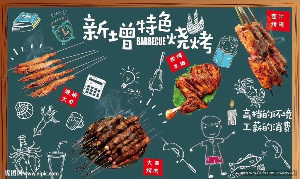 新增特色烧烤背景墙CDR模板