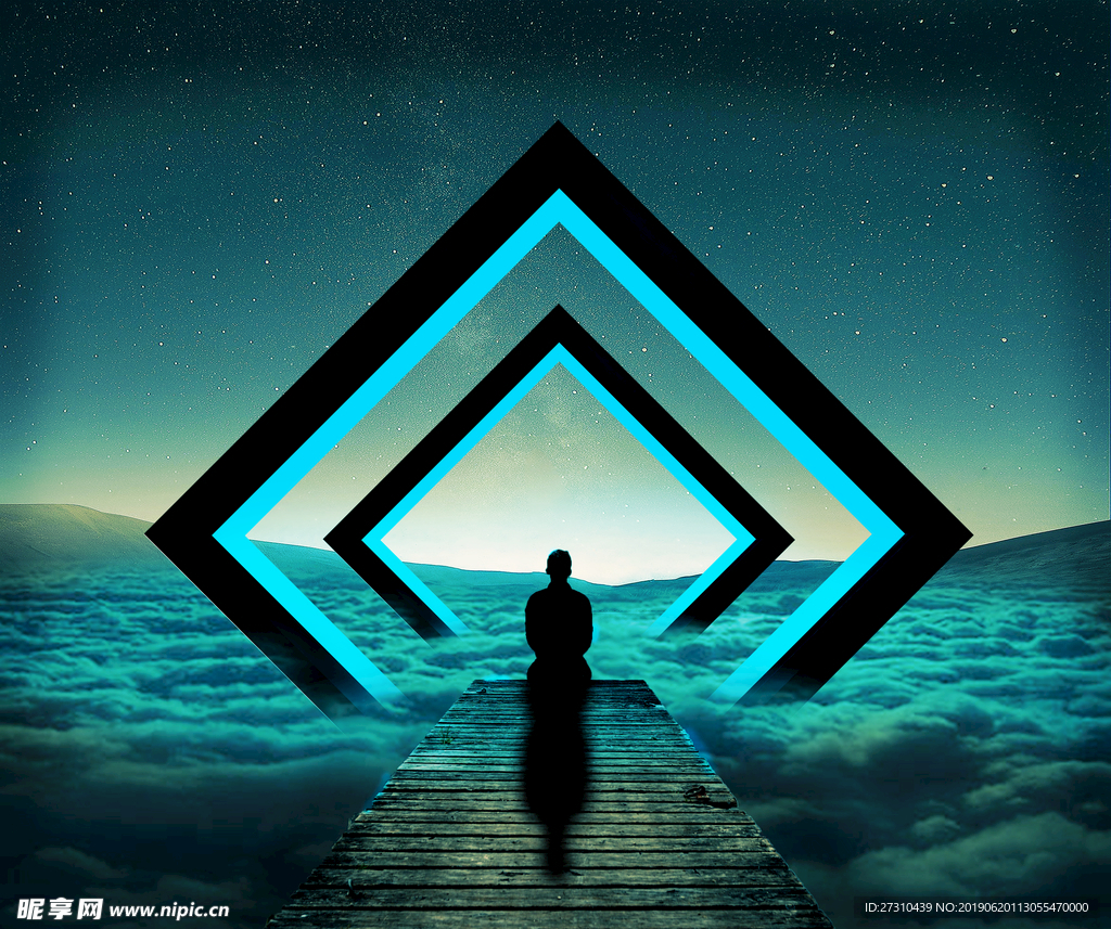 宇宙人物合成海报