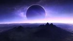 紫色大气梦幻星球山峰背景