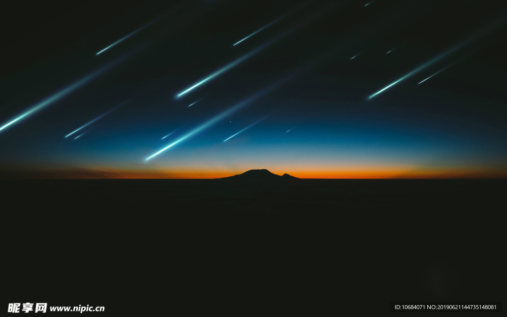 黑夜星空流星雨
